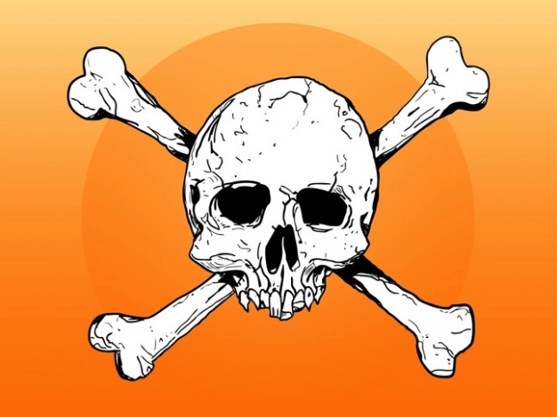 Jolly Roger dead Piracy skull and bones sketch about Halloween Calico Jack